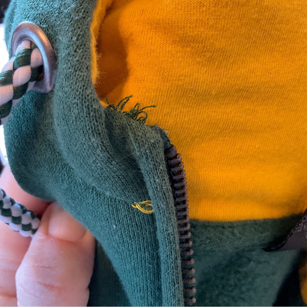 Baylor University Y2K Hooded Zip Sweatshirt Hoodie Green Gold Men’s XL - Picture 9 of 12